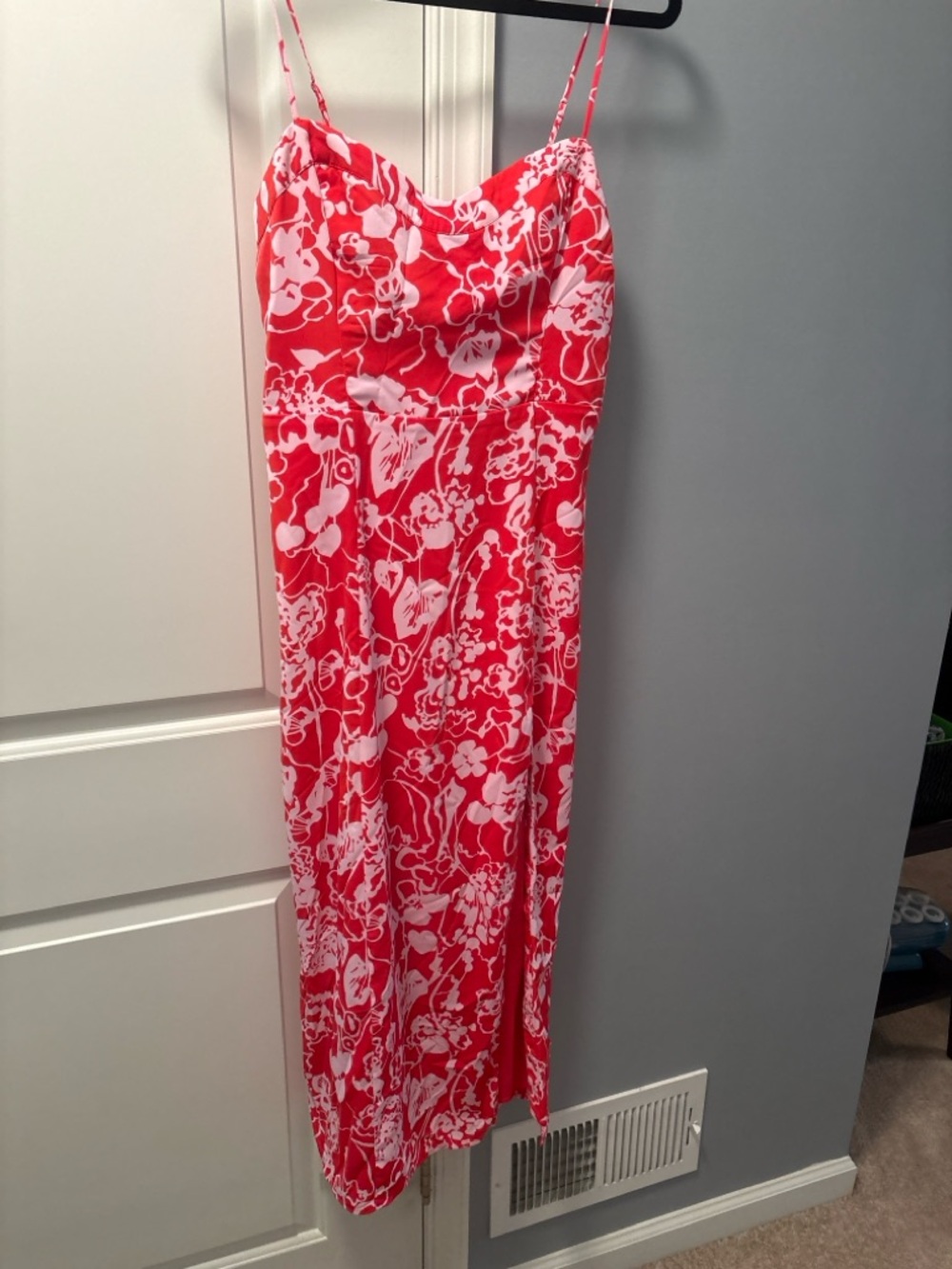 Abercrombie & Fitch Red Floral Midi Dress NWT Spaghetti Strap Slip Dress Size M